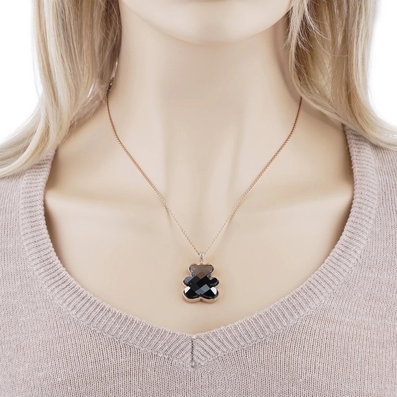 Black Crystal Bear Necklace - Picture 3 of 8